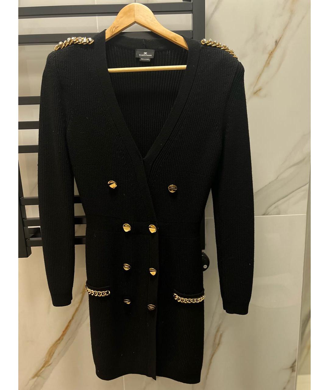 ELISABETTA FRANCHI Черное вискозное коктейльное платье, фото 7