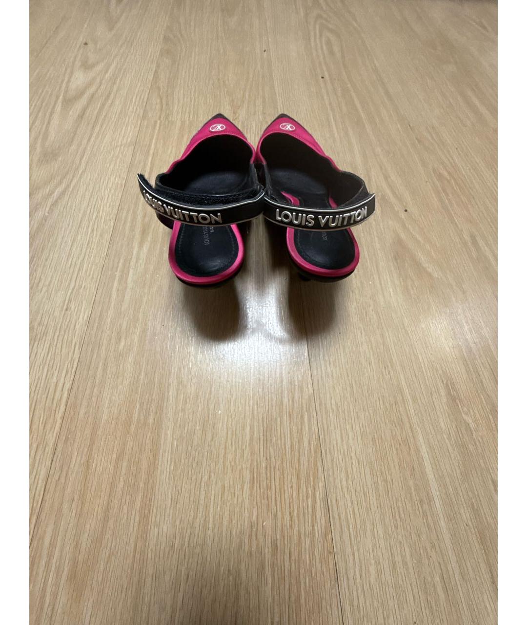 LOUIS VUITTON Розовые текстильные лодочки на низком каблуке, фото 4