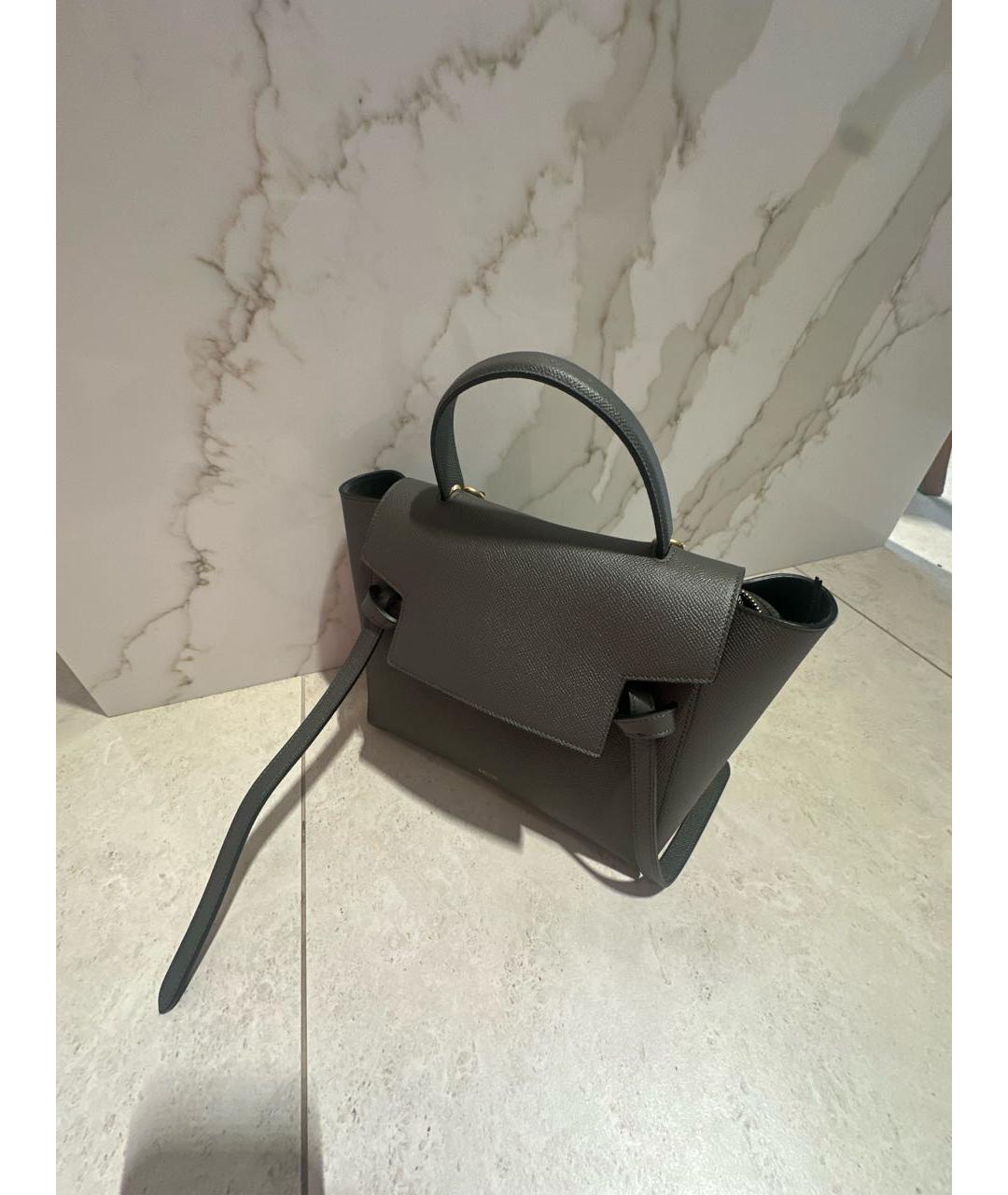 CELINE Антрацитовая кожаная сумка через плечо, фото 2