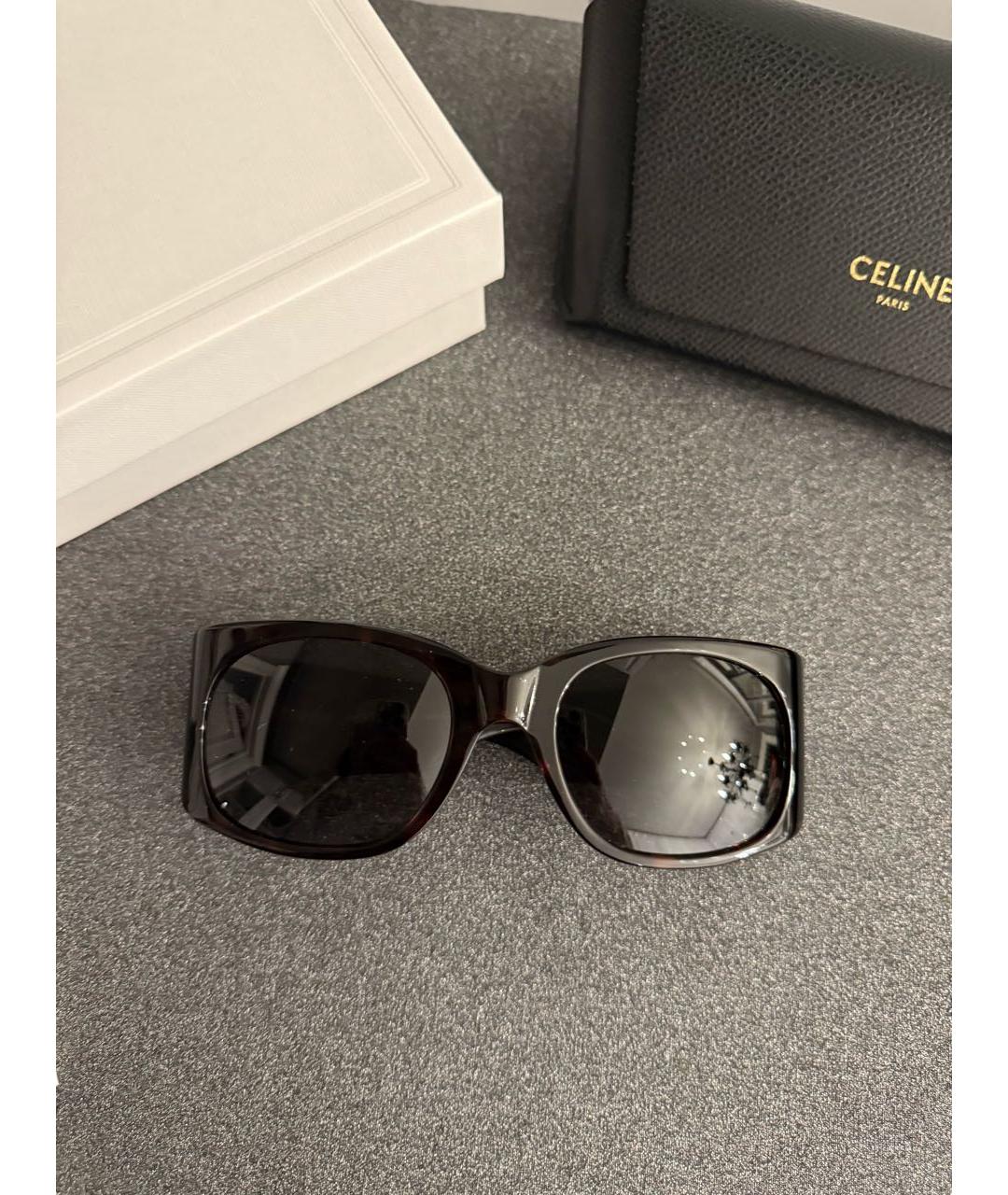 CELINE Коричневые пластиковые солнцезащитные очки, фото 8