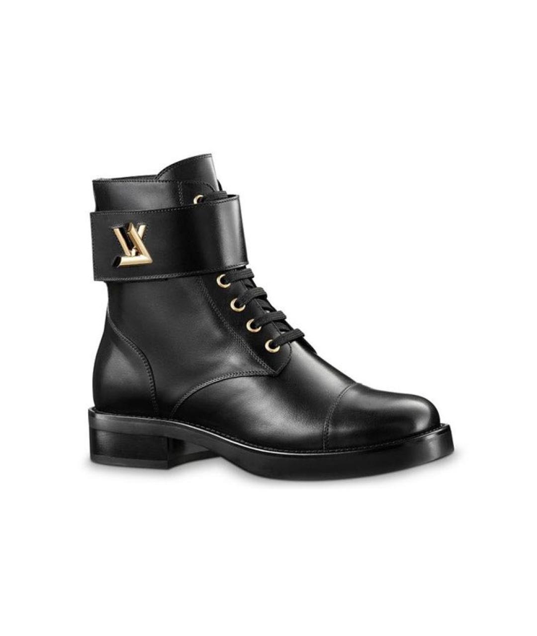 LOUIS VUITTON Черные кожаные ботинки, фото 1