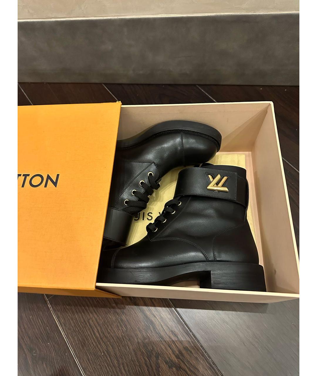 LOUIS VUITTON Черные кожаные ботинки, фото 5