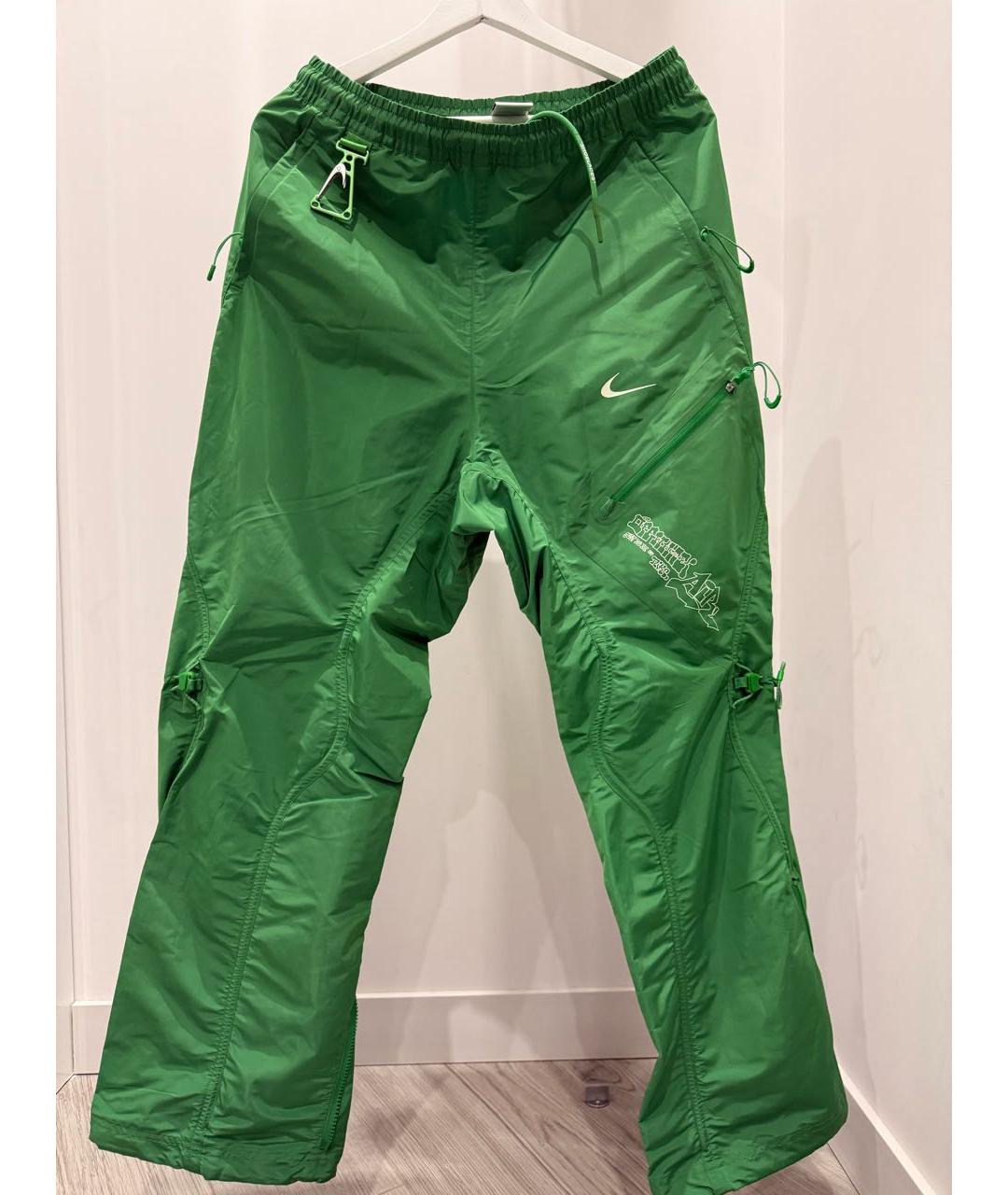 NIKE X OFF-WHITE Зеленые полиэстеровые повседневные брюки, фото 9