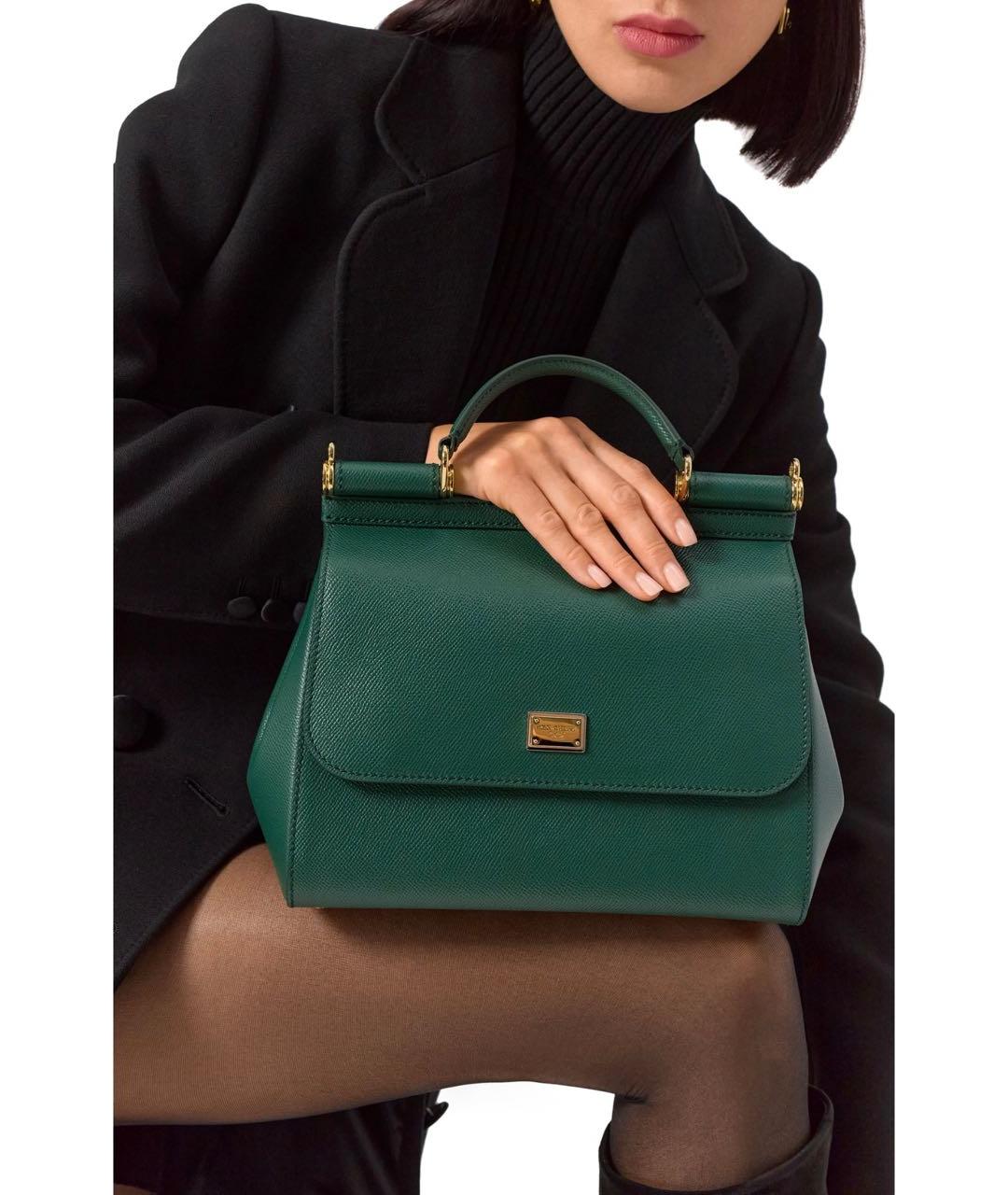 DOLCE&GABBANA Зеленая кожаная сумка через плечо, фото 2