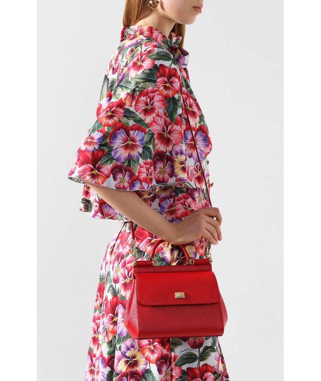DOLCE&GABBANA Красная кожаная сумка с короткими ручками, фото 5