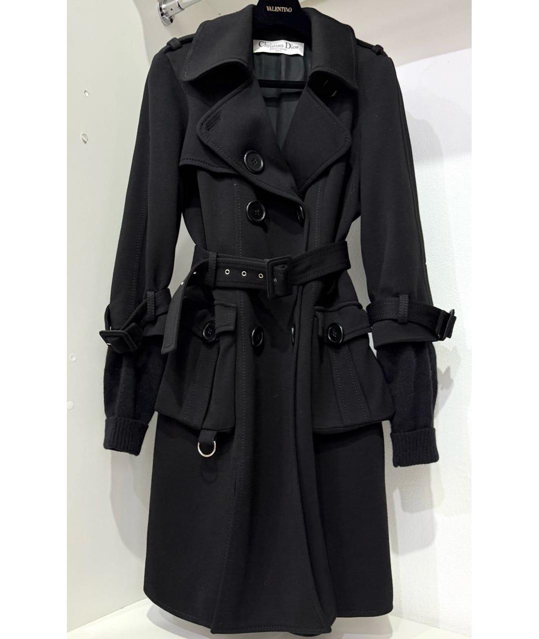 CHRISTIAN DIOR Черное шерстяное пальто, фото 9
