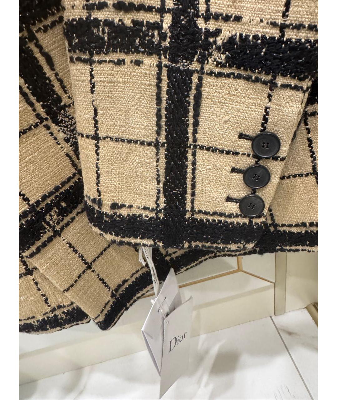 CHRISTIAN DIOR Бежевое твидовое пальто, фото 3