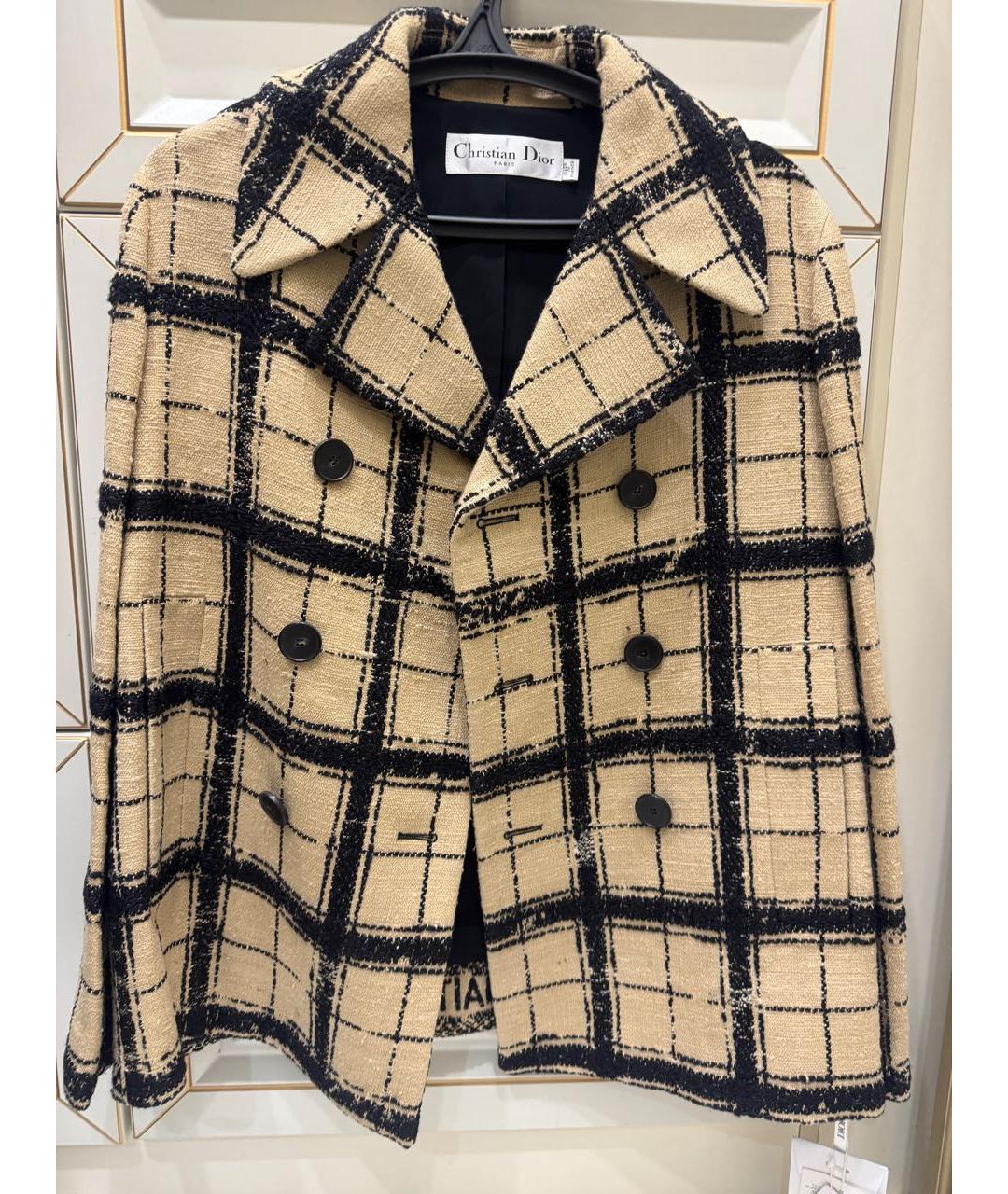 CHRISTIAN DIOR Бежевое твидовое пальто, фото 5