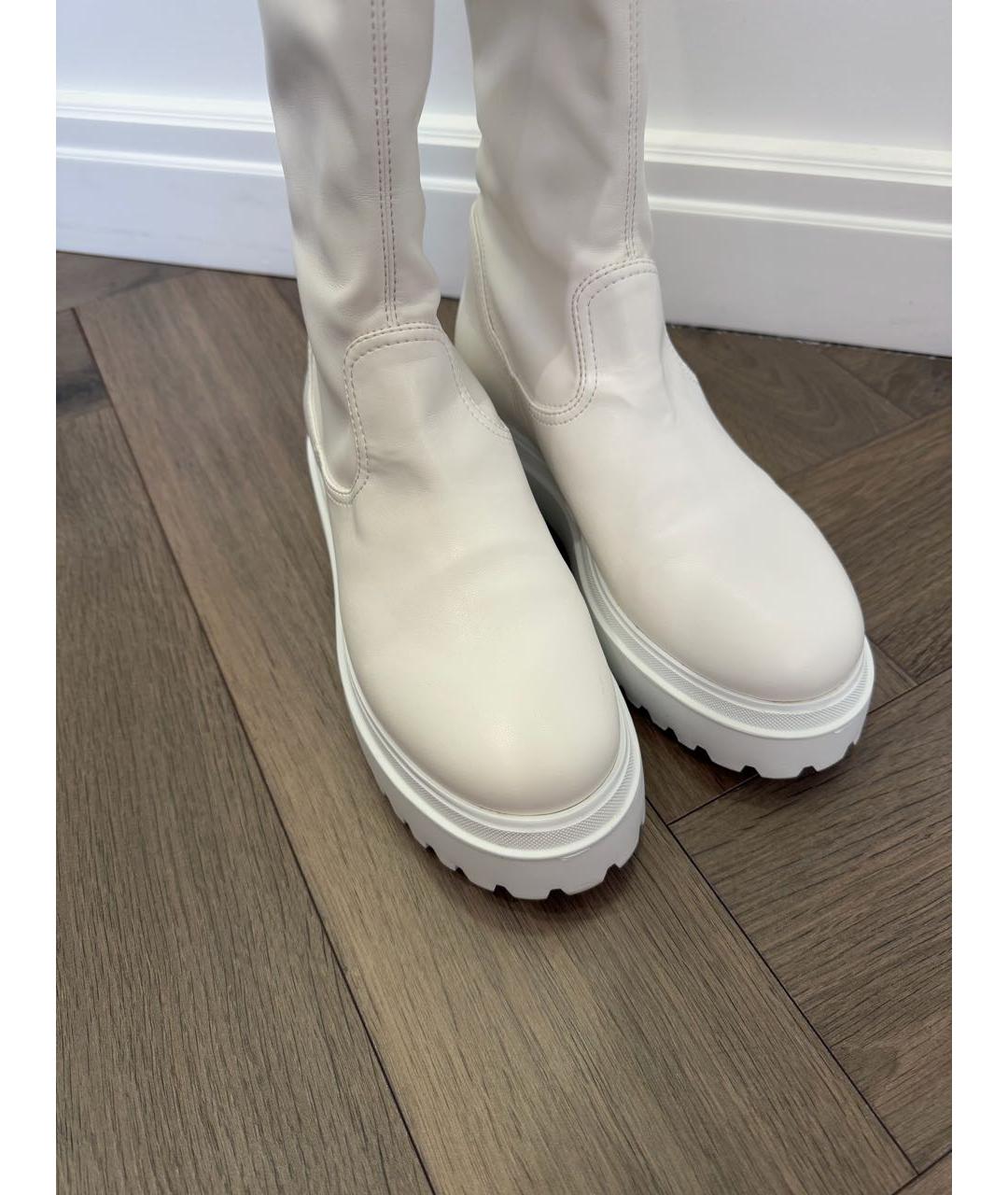 LE SILLA Белые кожаные ботфорты, фото 3