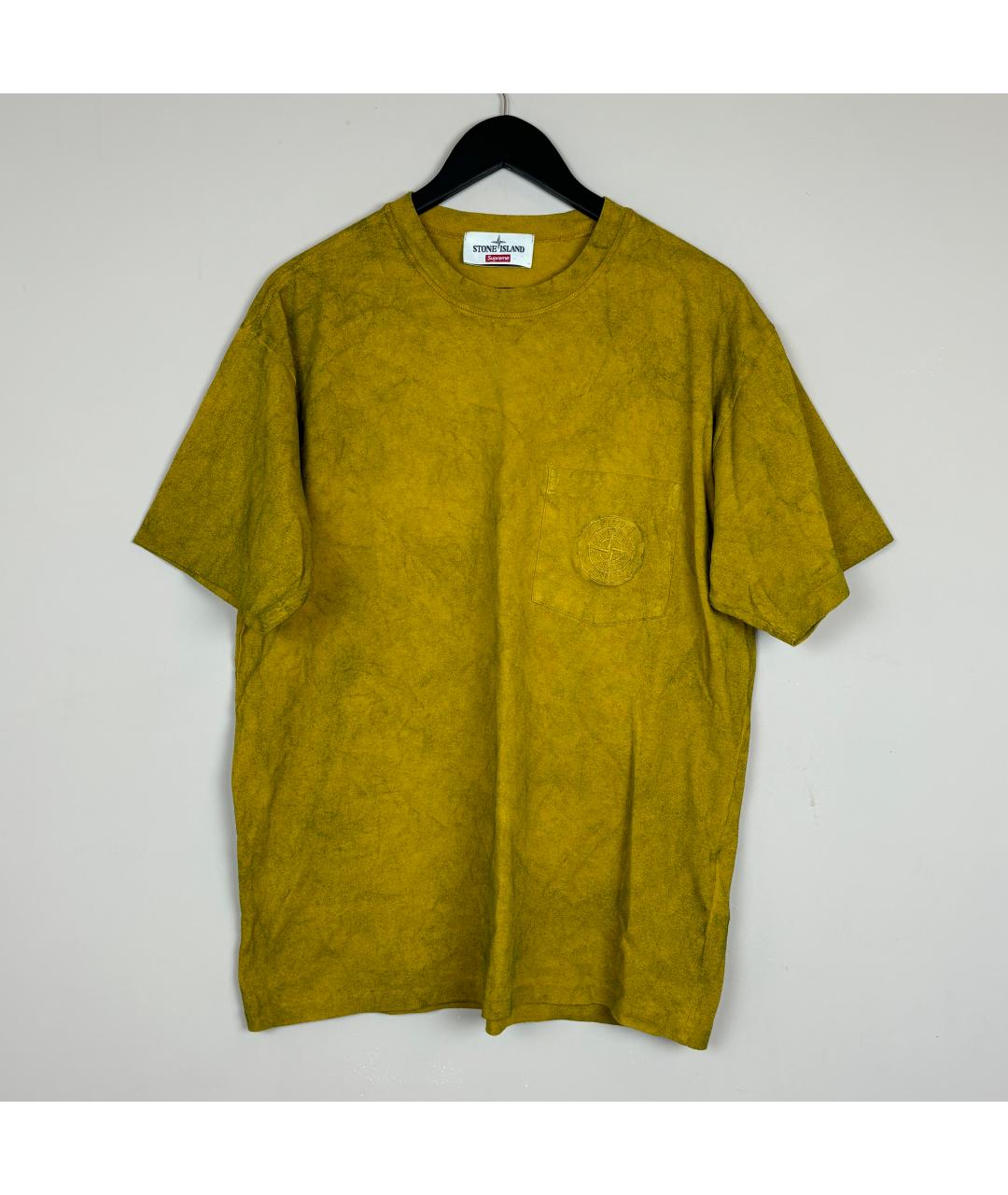 STONE ISLAND Горчичная хлопковая футболка, фото 10