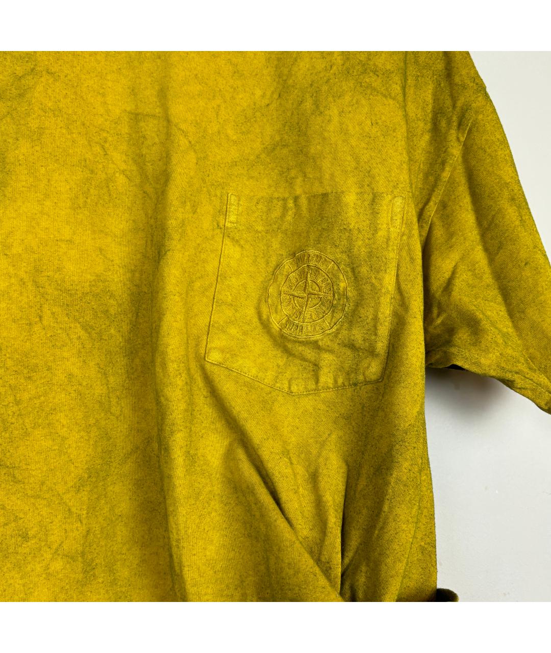 STONE ISLAND Горчичная хлопковая футболка, фото 6