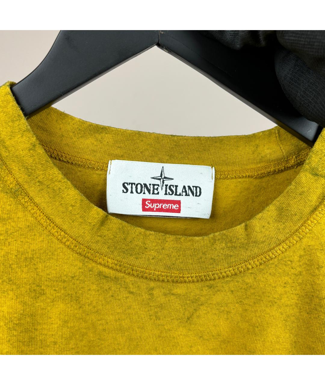 STONE ISLAND Горчичная хлопковая футболка, фото 3