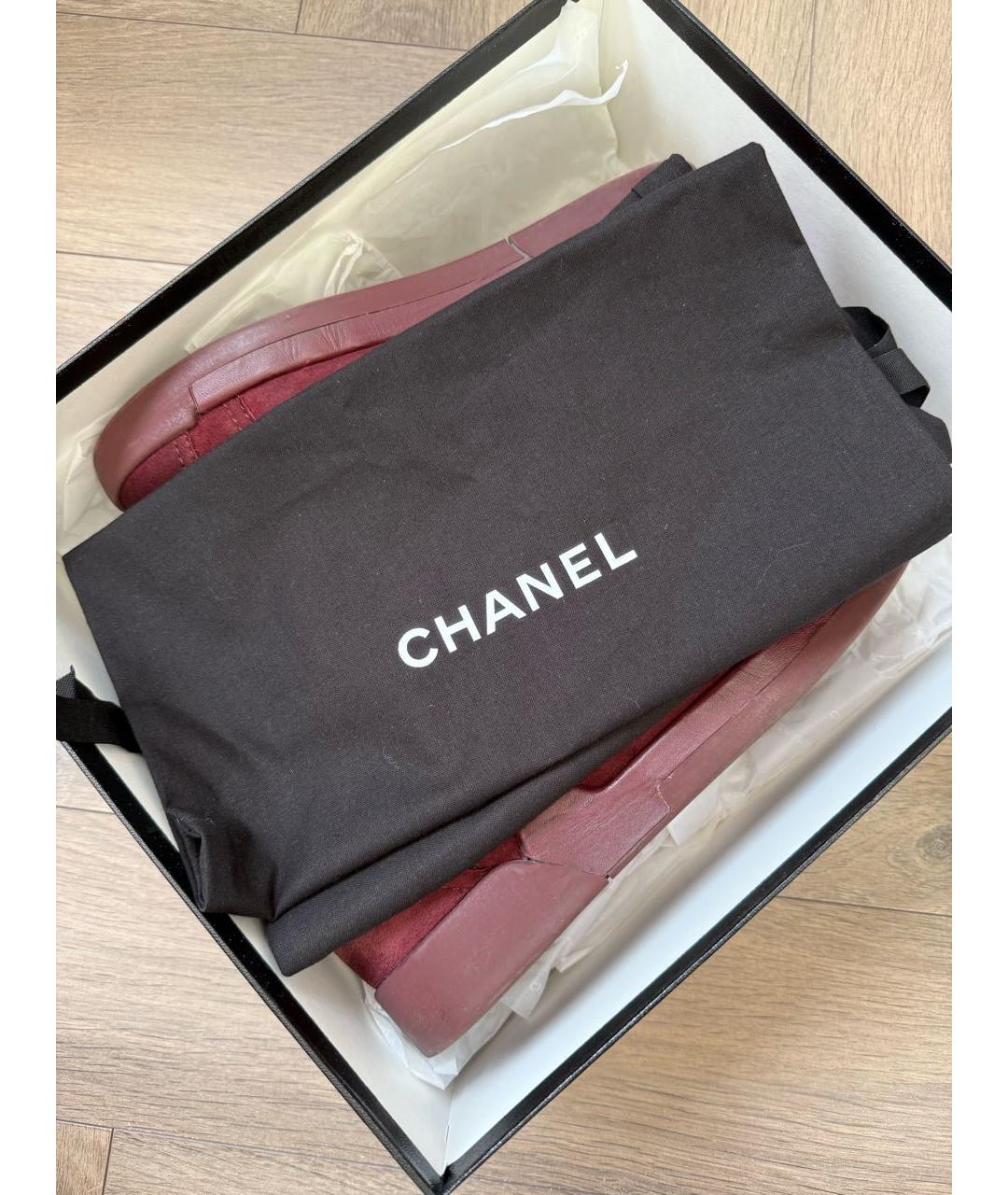 CHANEL Бордовые замшевые кеды, фото 4