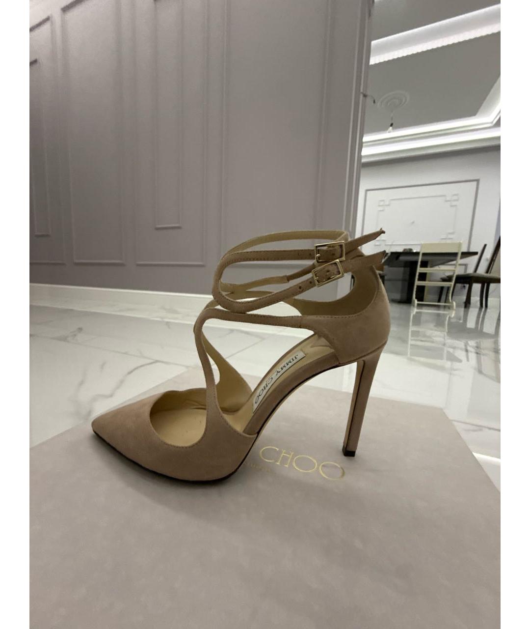 JIMMY CHOO Бежевые замшевые туфли, фото 5