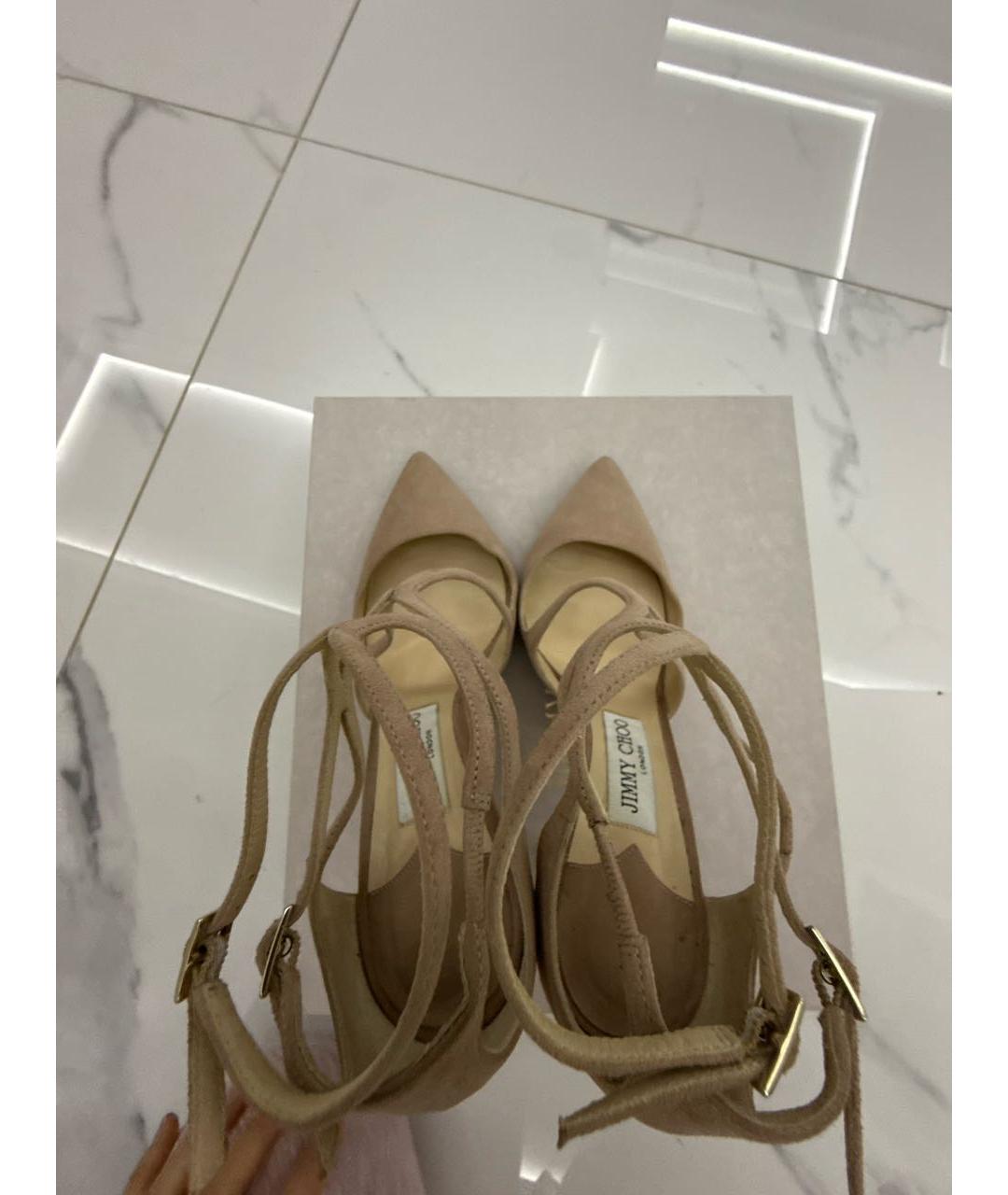 JIMMY CHOO Бежевые замшевые туфли, фото 3
