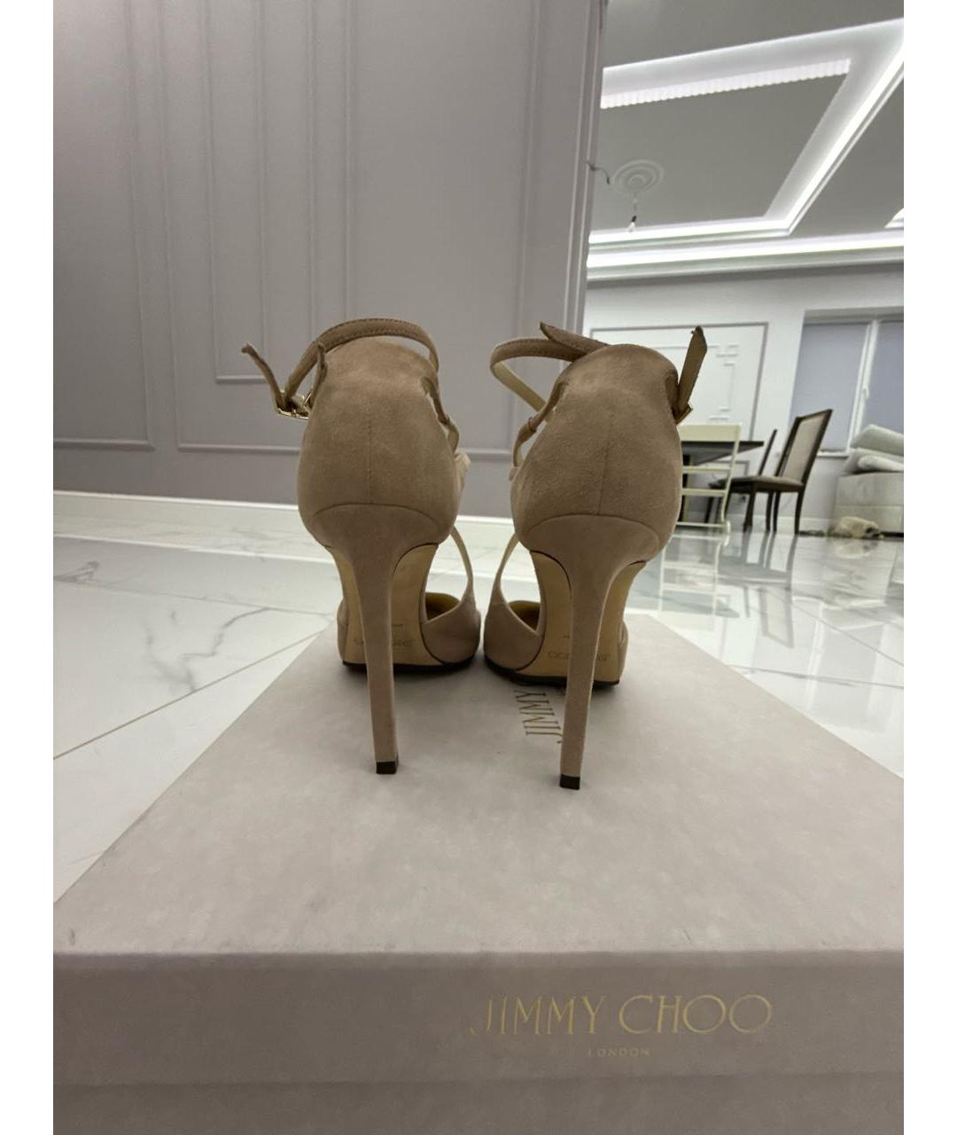JIMMY CHOO Бежевые замшевые туфли, фото 4