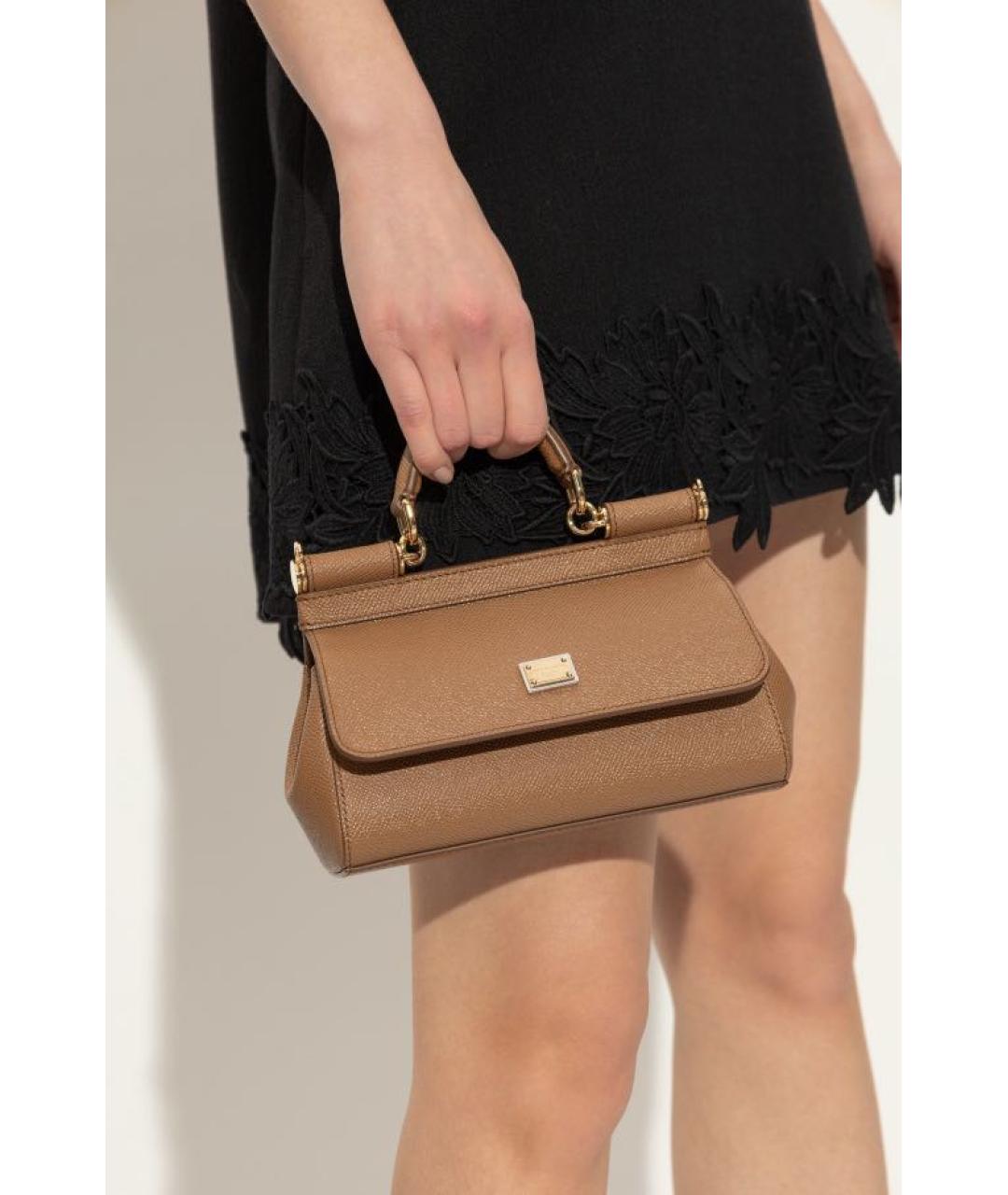 DOLCE&GABBANA Коричневая кожаная сумка через плечо, фото 4