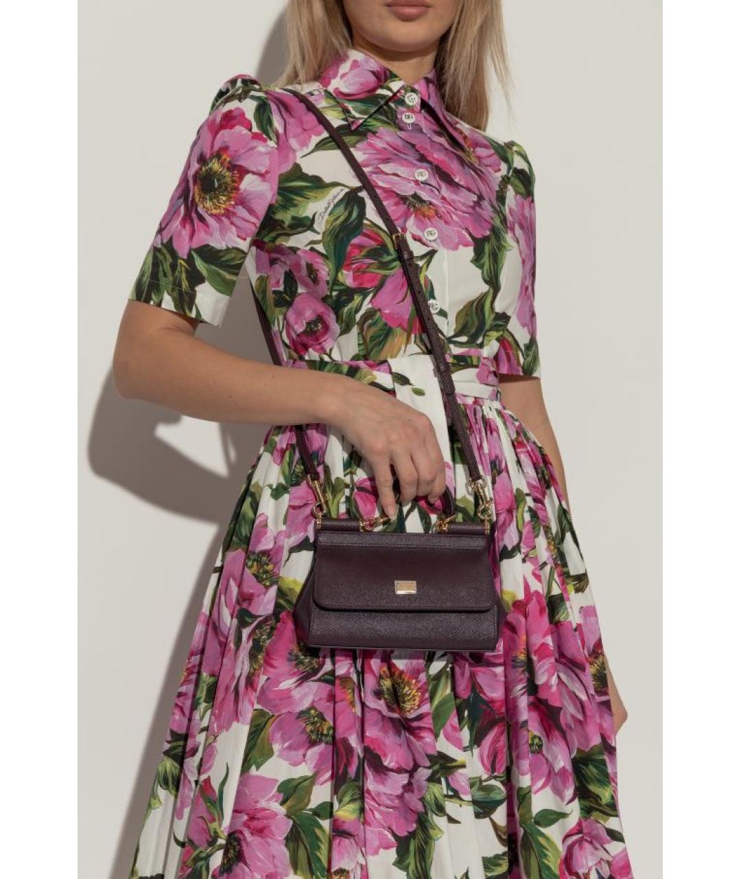 DOLCE&GABBANA Фиолетовая кожаная сумка с короткими ручками, фото 4