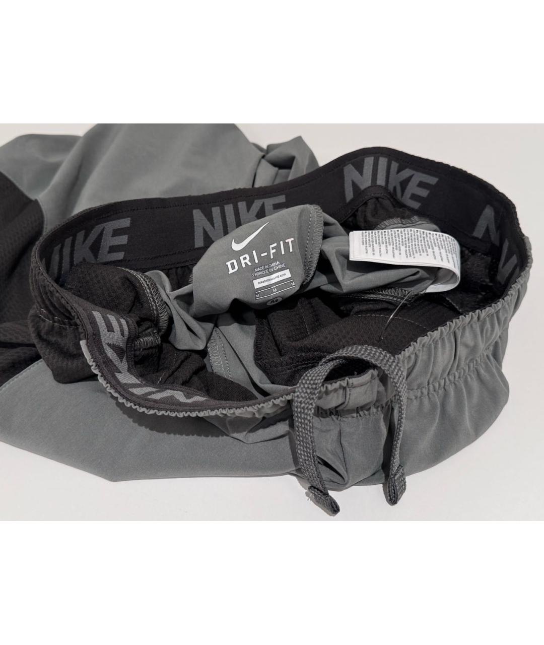 NIKE Серые полиэстеровые шорты, фото 4