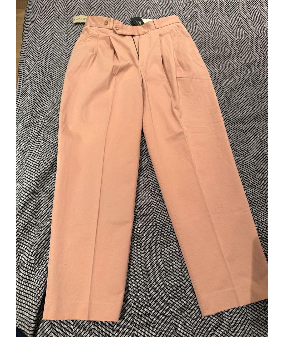 POLO RALPH LAUREN Розовые хлопко-эластановые прямые брюки, фото 6