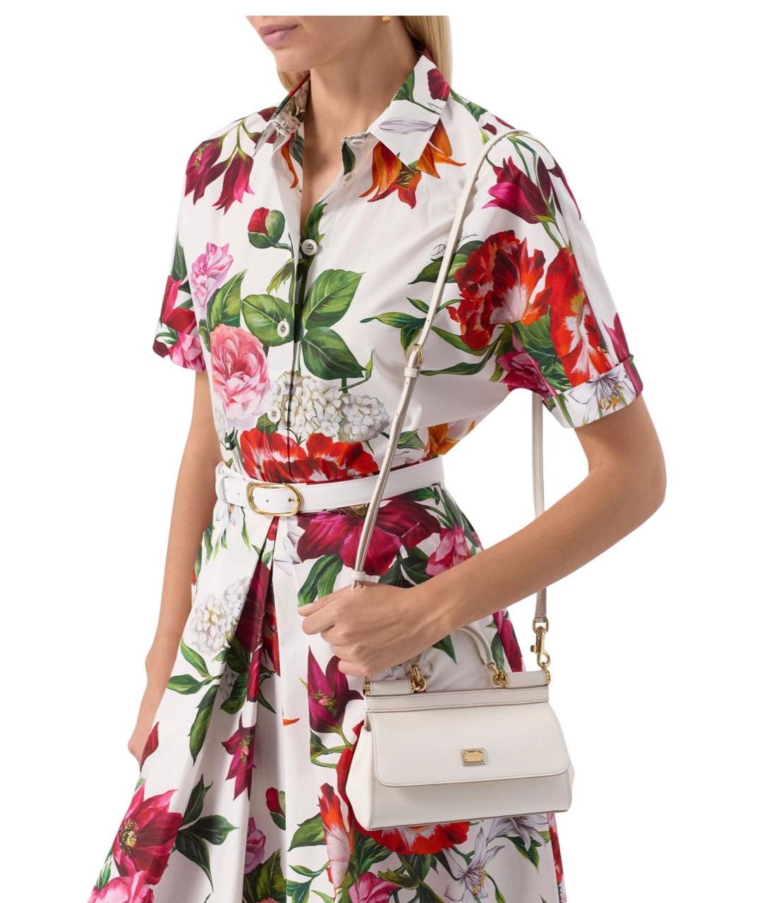 DOLCE&GABBANA Бежевая кожаная сумка с короткими ручками, фото 3