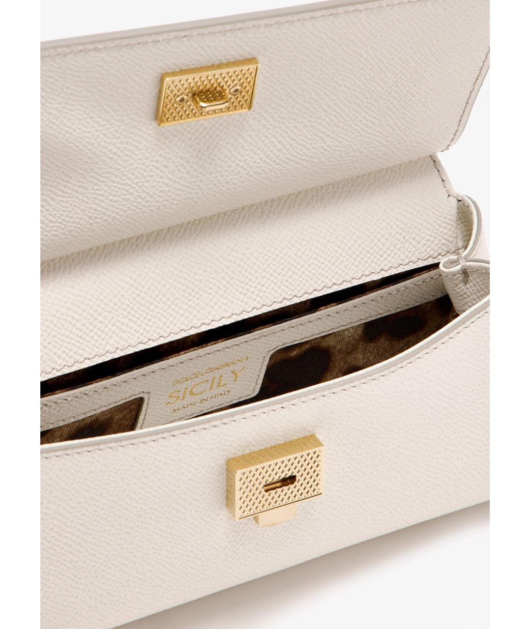 DOLCE&GABBANA Бежевая кожаная сумка с короткими ручками, фото 8