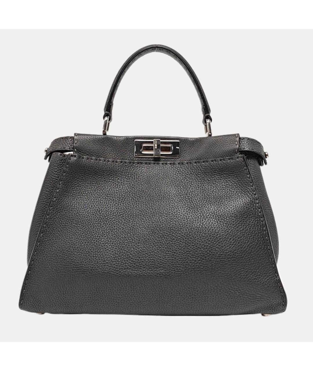 FENDI Антрацитовая кожаная сумка через плечо, фото 2