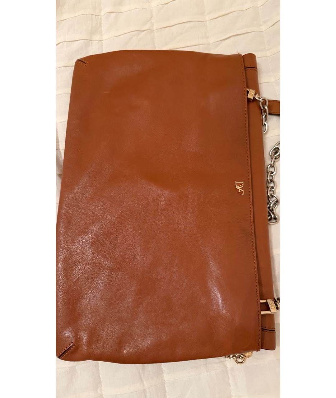 DIANE VON FURSTENBERG Коричневая кожаная сумка через плечо, фото 3
