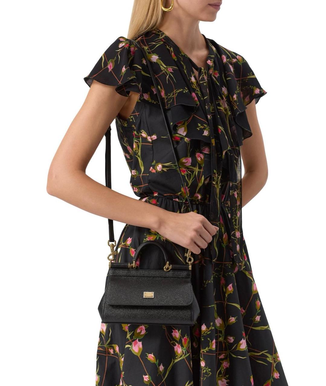 DOLCE&GABBANA Черная кожаная сумка через плечо, фото 3