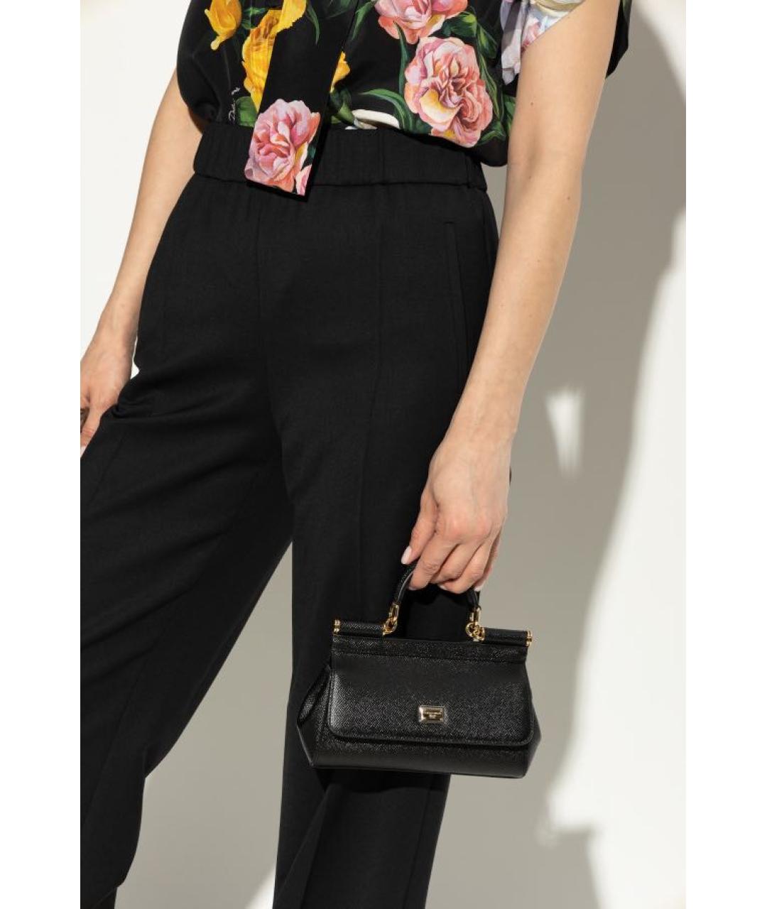 DOLCE&GABBANA Черная кожаная сумка через плечо, фото 4