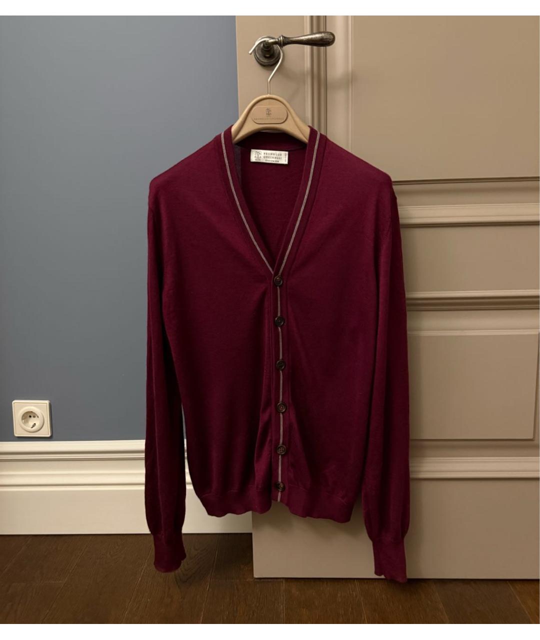 BRUNELLO CUCINELLI Бордовый кашемировый кардиган, фото 5
