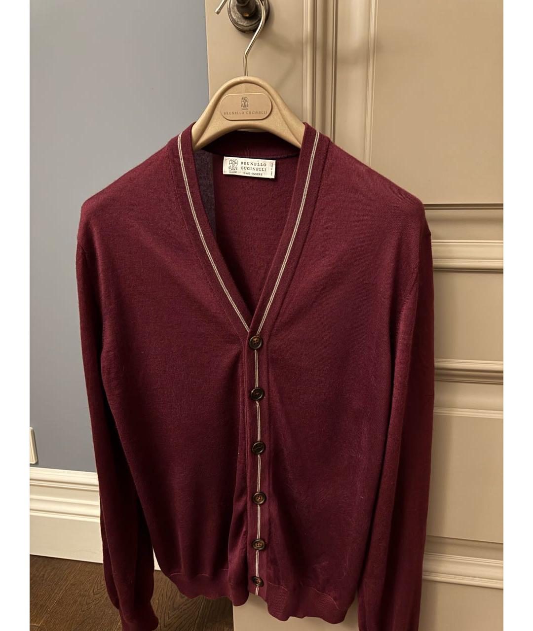BRUNELLO CUCINELLI Бордовый кашемировый кардиган, фото 2