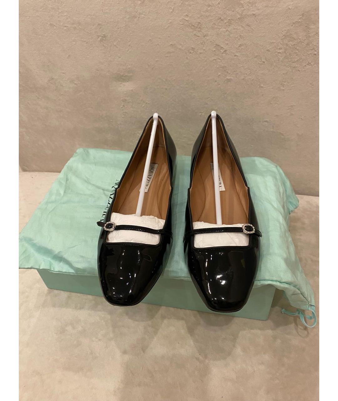 AQUAZZURA Черные балетки из лакированной кожи, фото 2