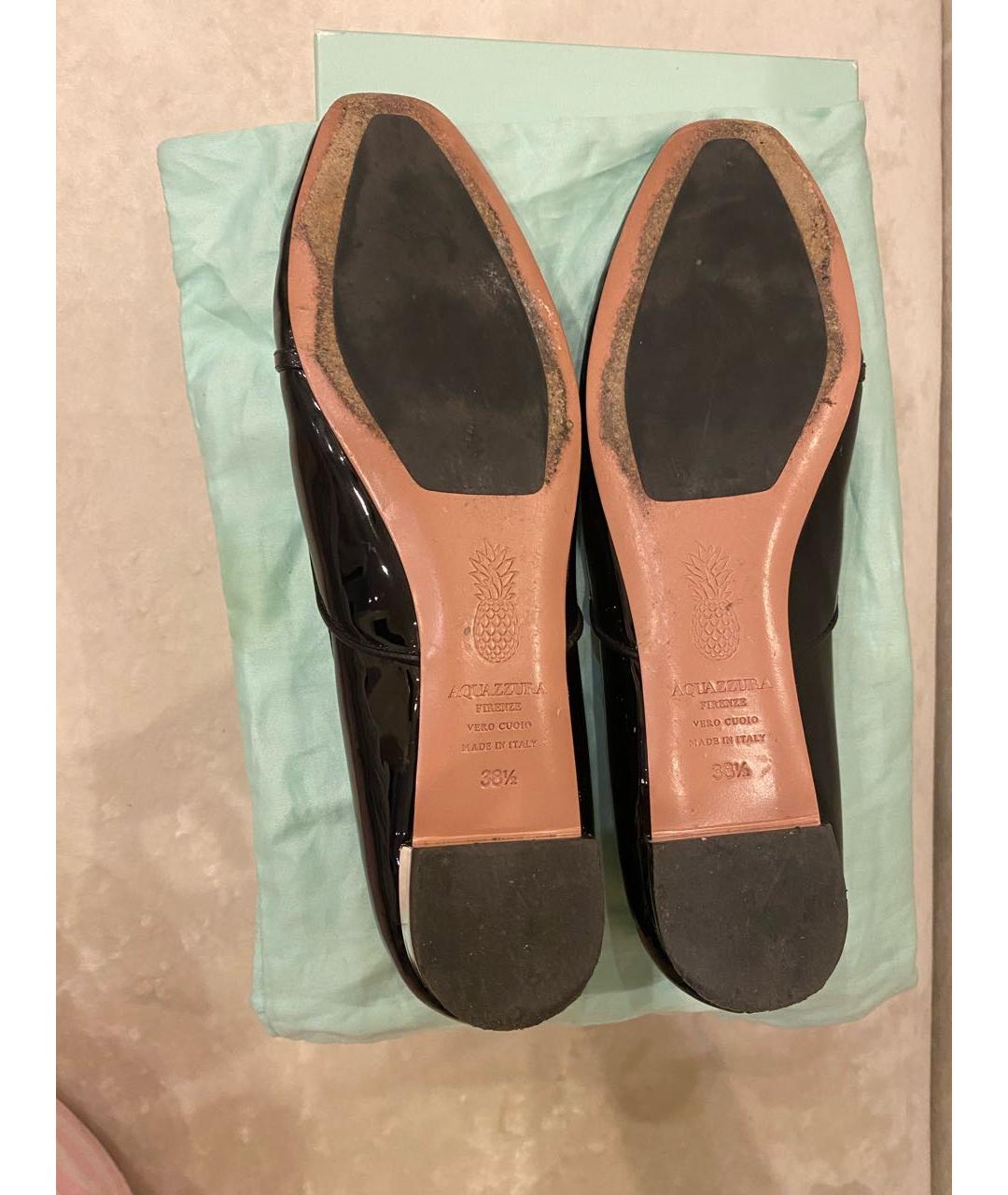 AQUAZZURA Черные балетки из лакированной кожи, фото 7