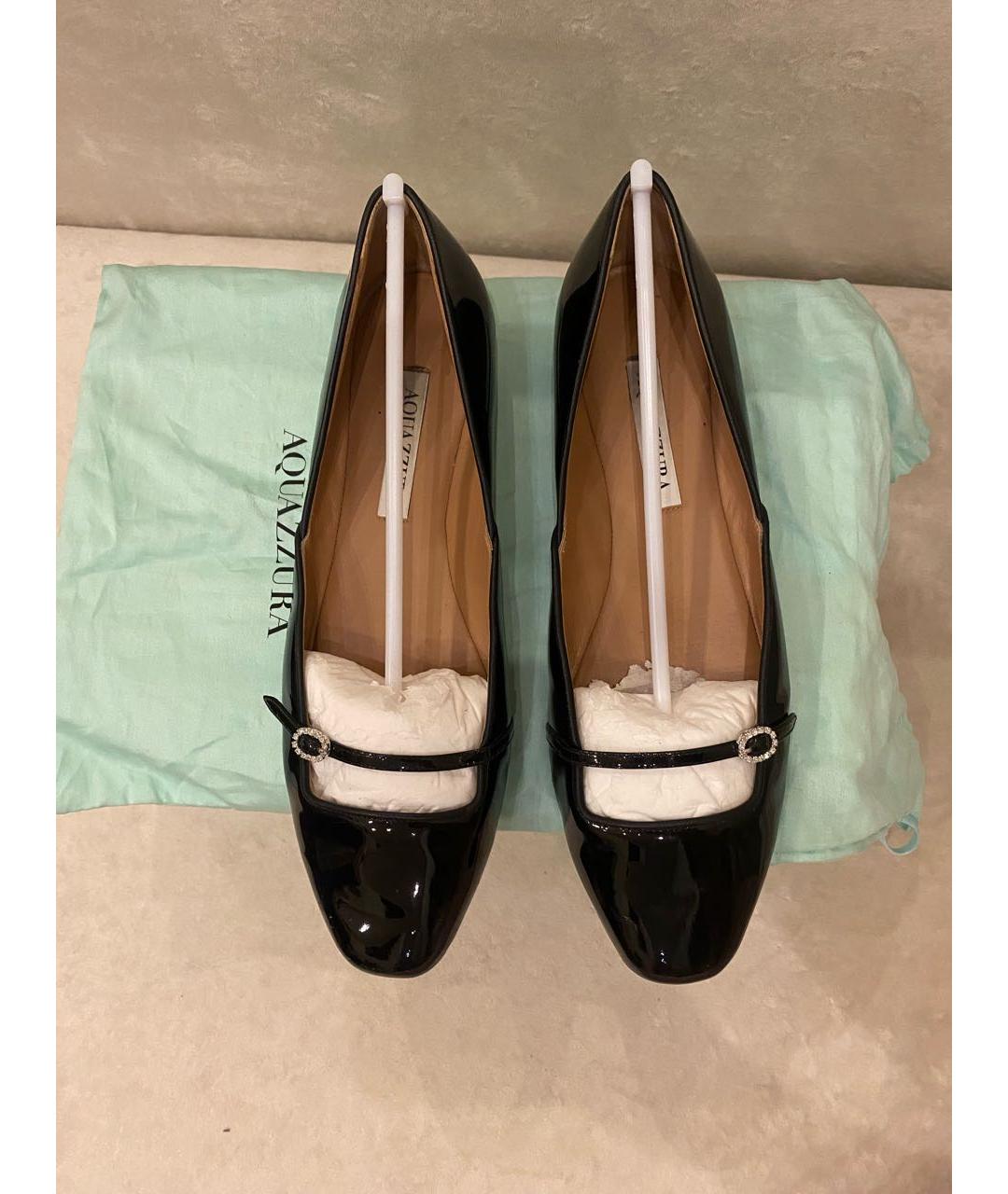 AQUAZZURA Черные балетки из лакированной кожи, фото 3