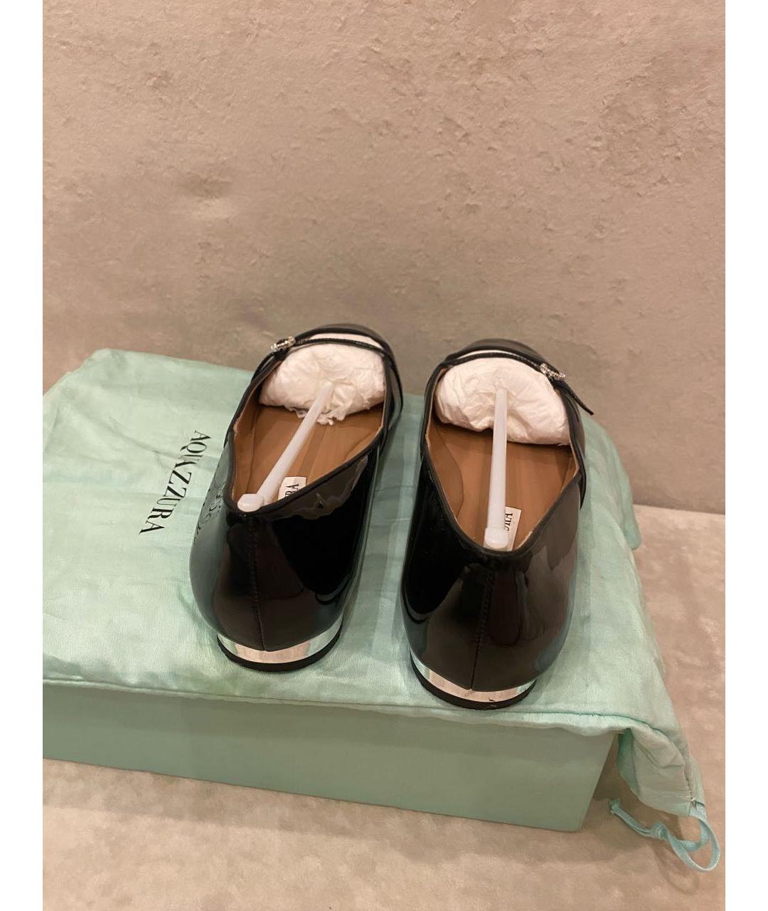 AQUAZZURA Черные балетки из лакированной кожи, фото 4