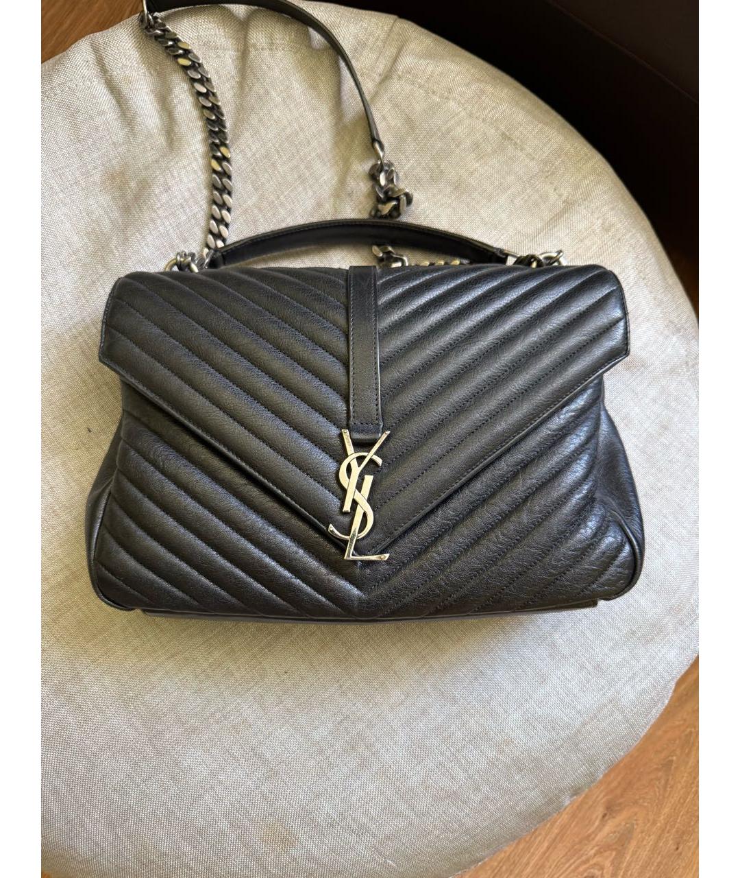SAINT LAURENT Черная кожаная сумка через плечо, фото 9
