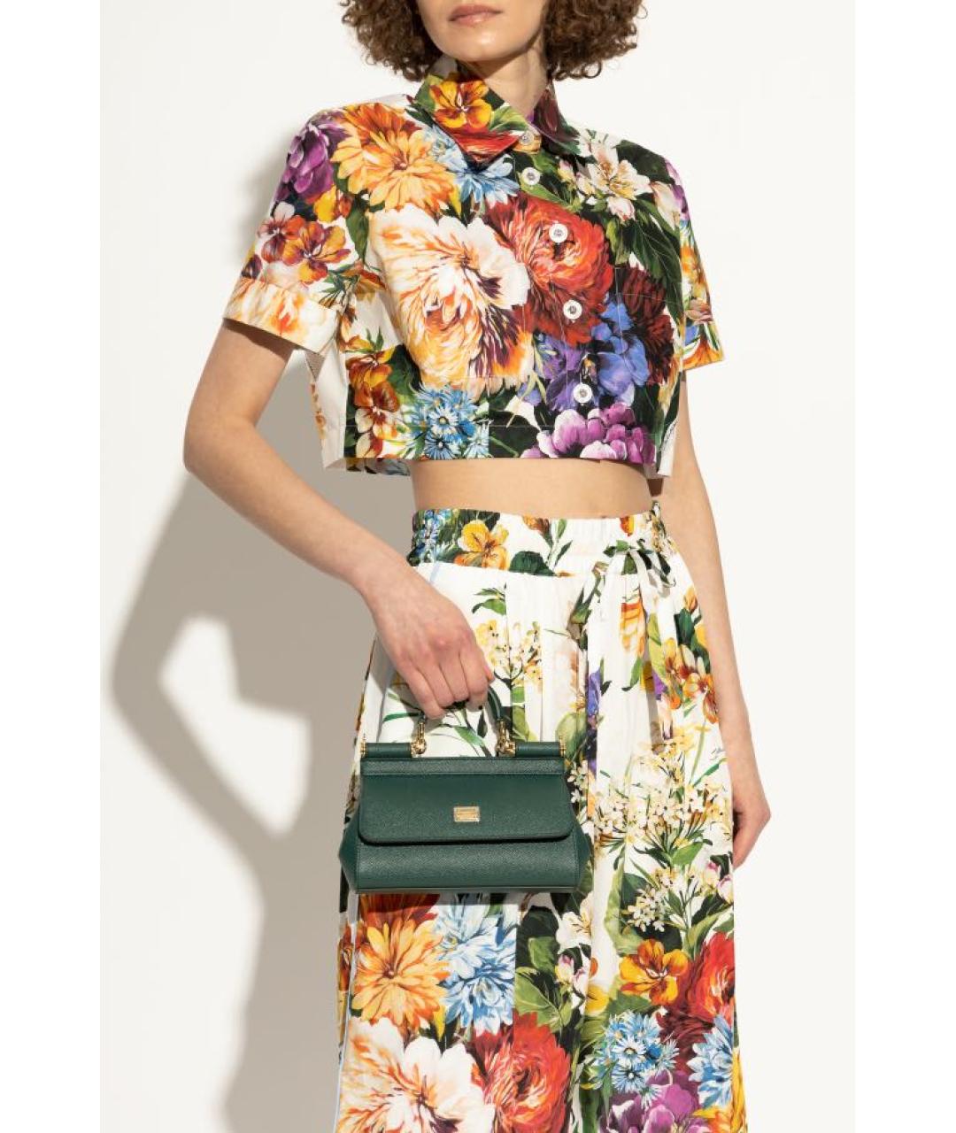 DOLCE&GABBANA Зеленая кожаная сумка через плечо, фото 5