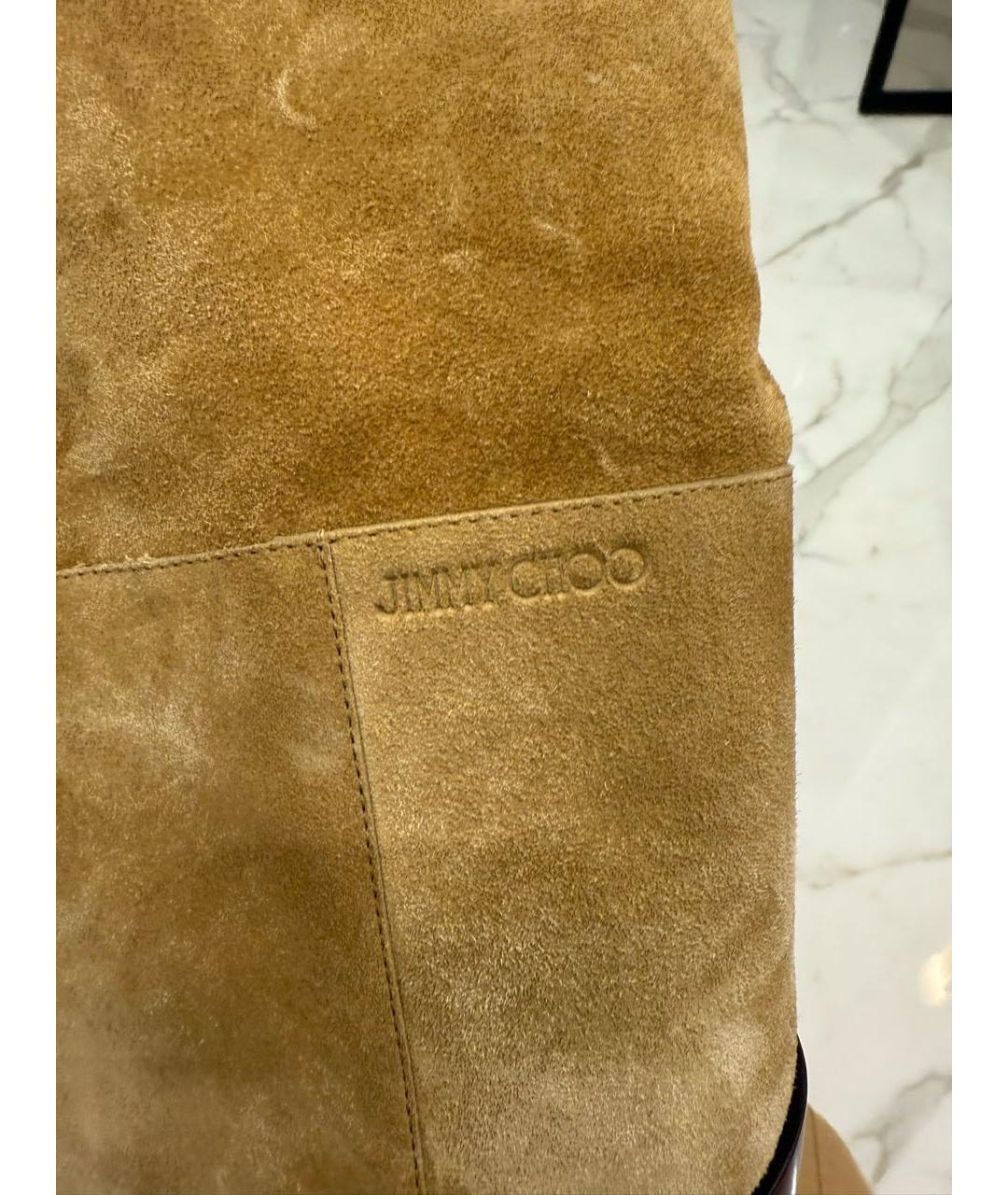 JIMMY CHOO Бежевые замшевые сапоги, фото 4