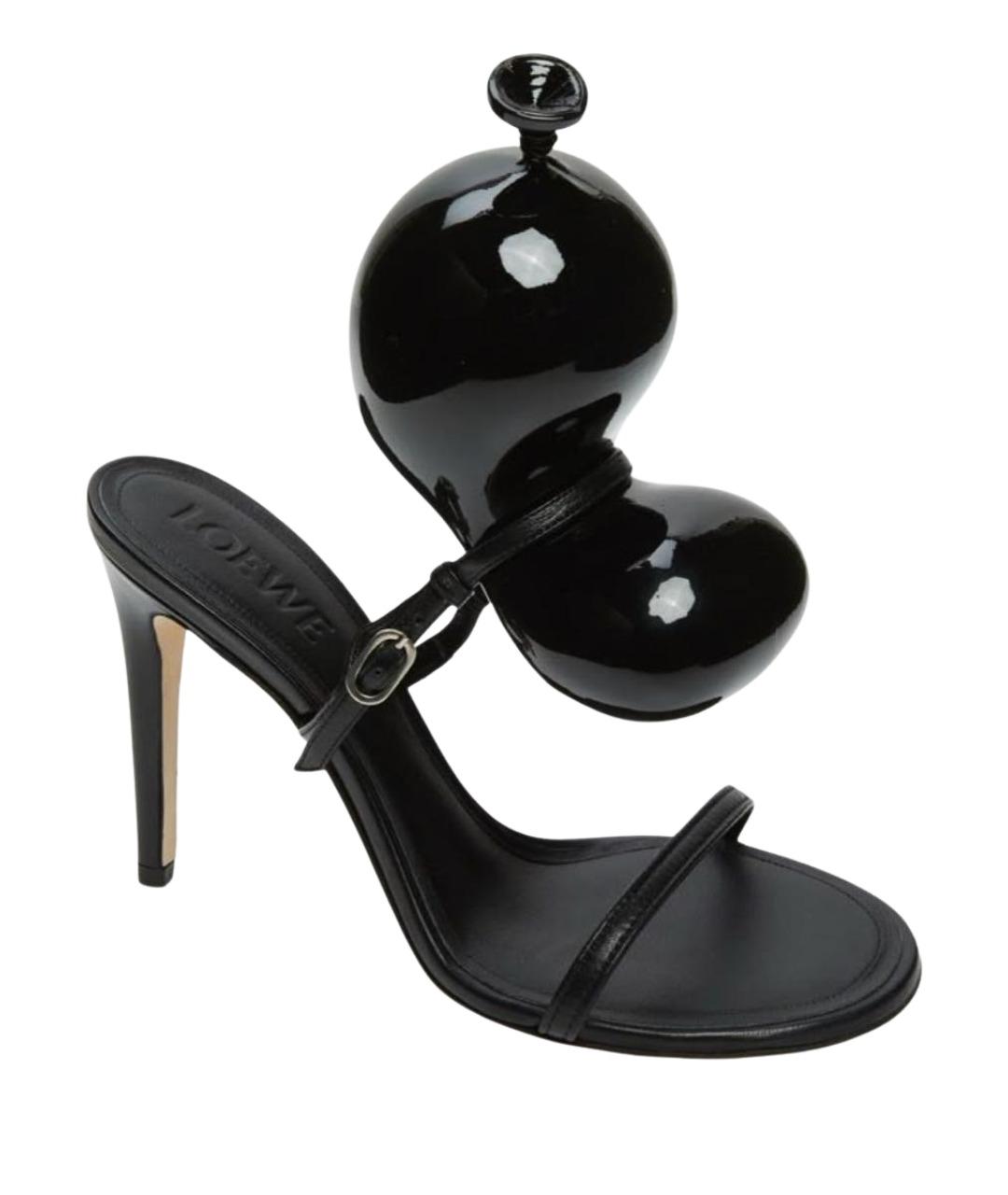 LOEWE Черные кожаные босоножки, фото 1