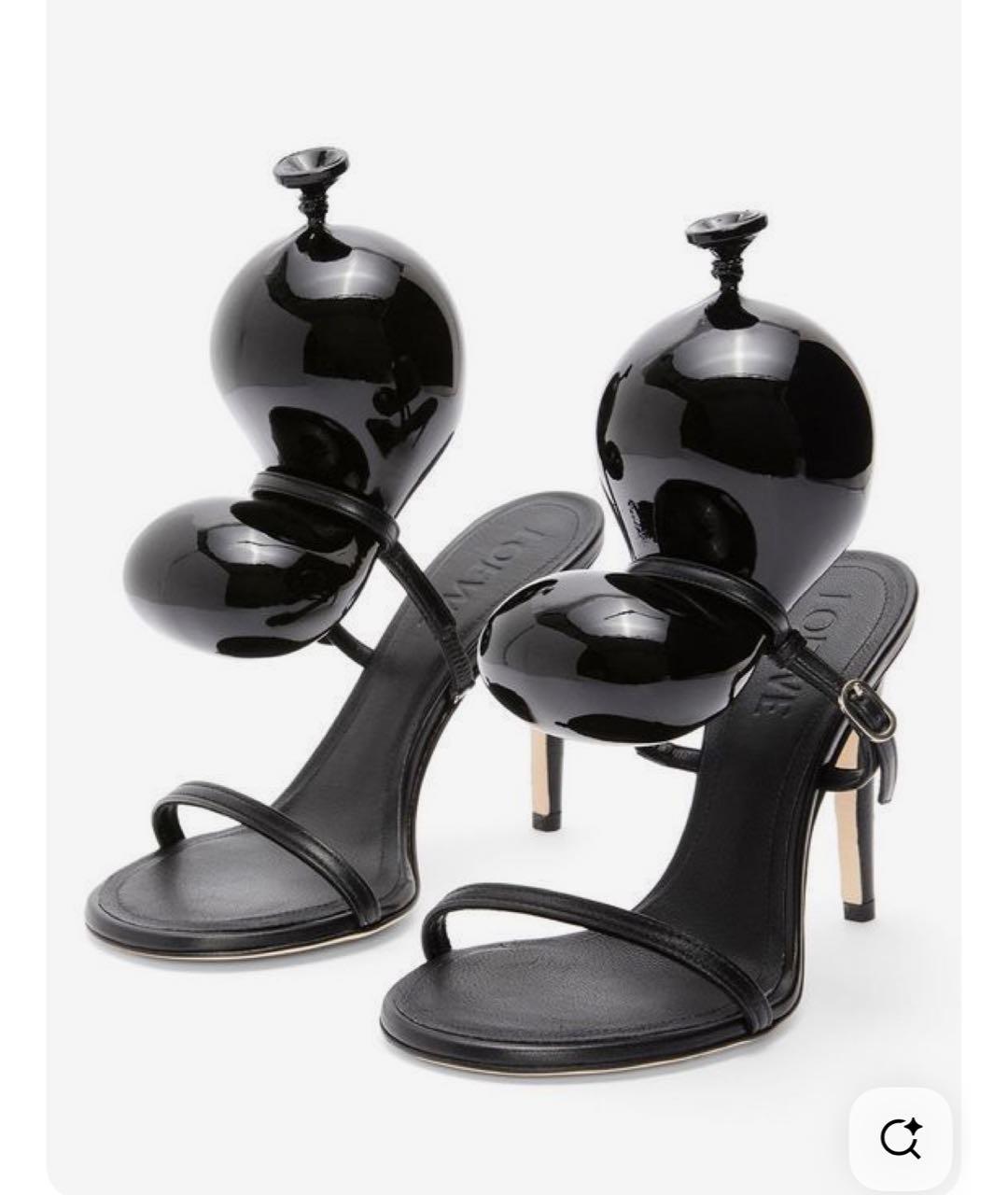 LOEWE Черные кожаные босоножки, фото 8