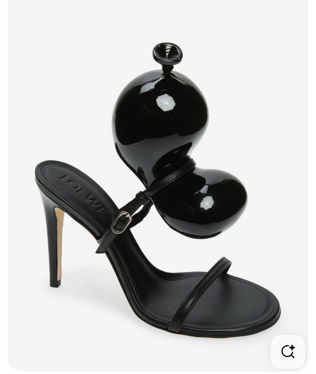 LOEWE Черные кожаные босоножки, фото 9