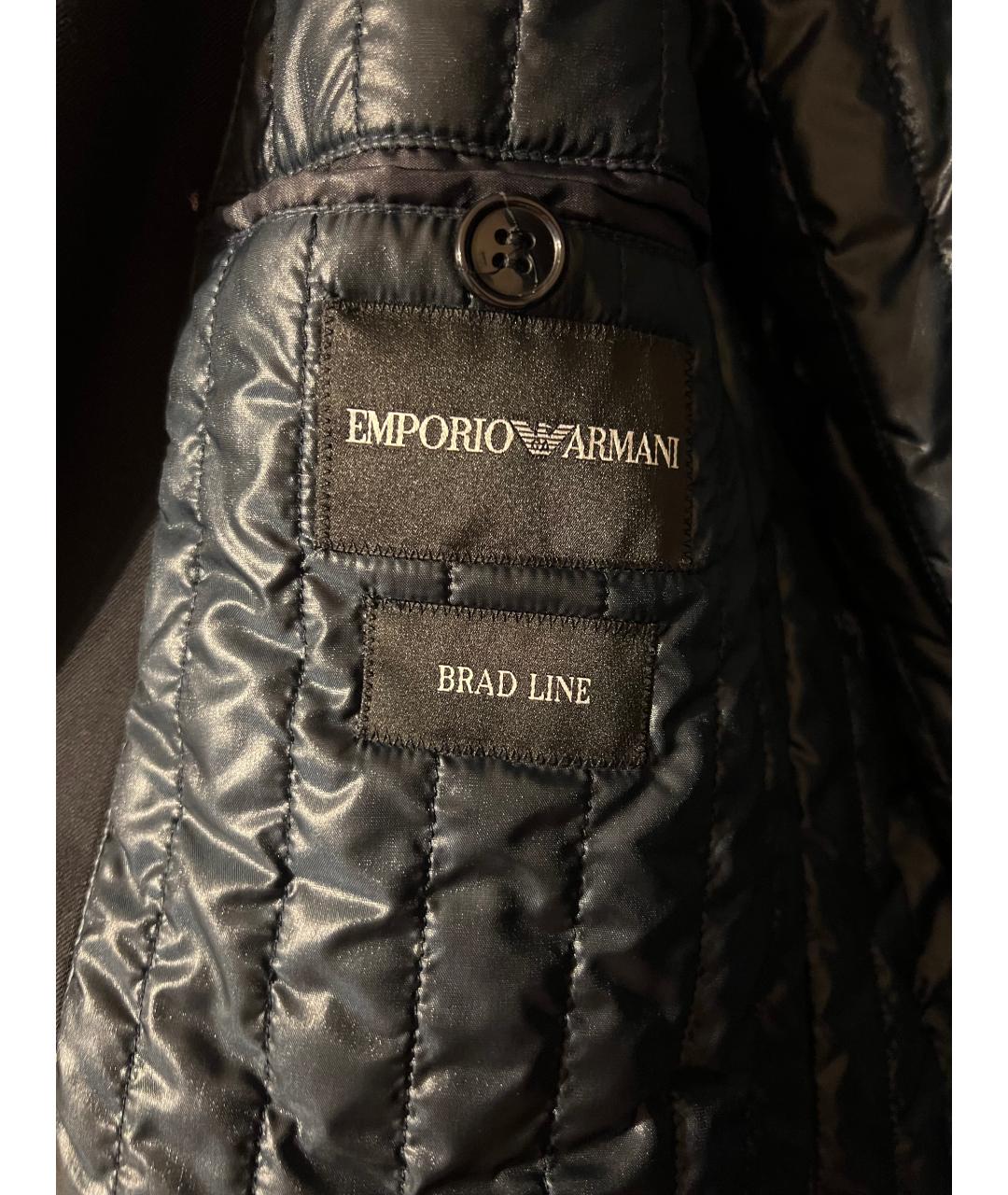 EMPORIO ARMANI Темно-синее шерстяное пальто, фото 2