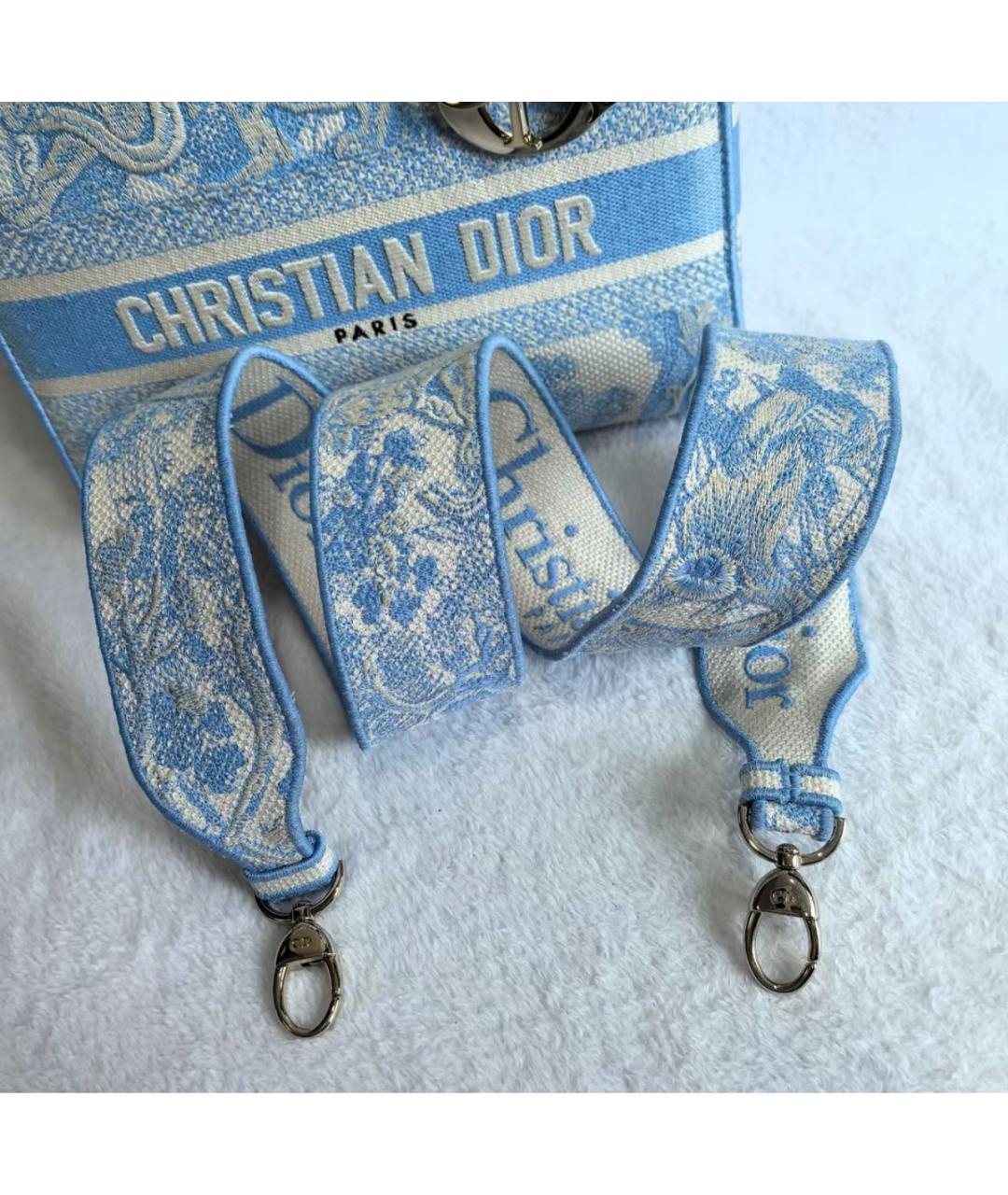 CHRISTIAN DIOR Голубая тканевая сумка с короткими ручками, фото 8