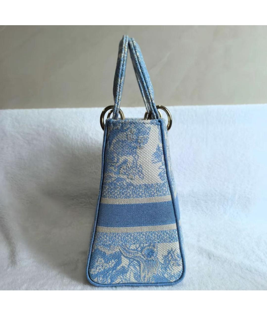 CHRISTIAN DIOR Голубая тканевая сумка с короткими ручками, фото 5