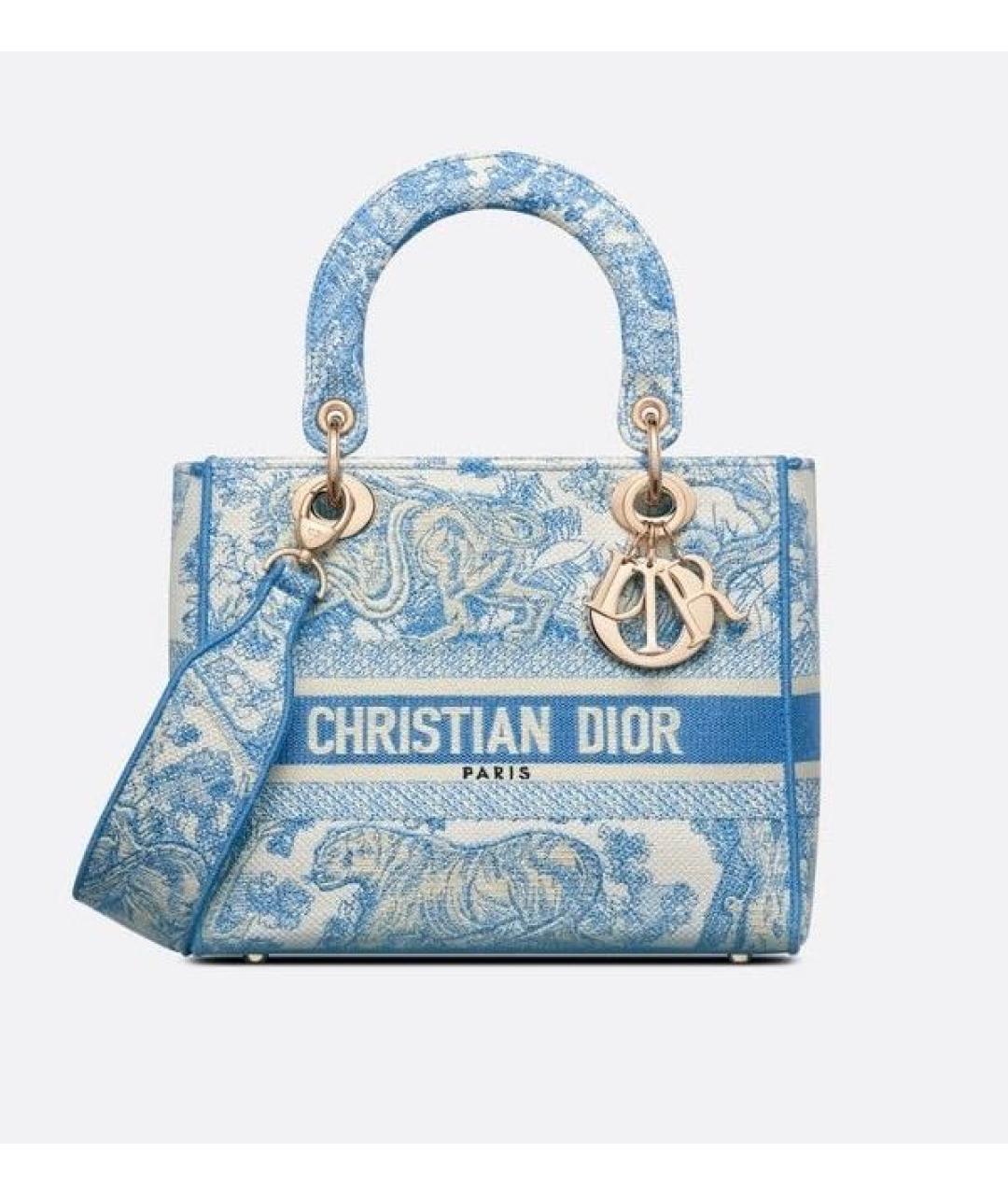 CHRISTIAN DIOR Голубая тканевая сумка с короткими ручками, фото 9