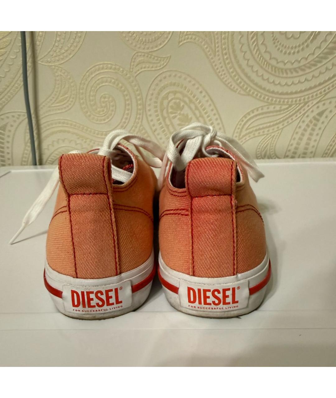 DIESEL Коралловые текстильные кеды, фото 4