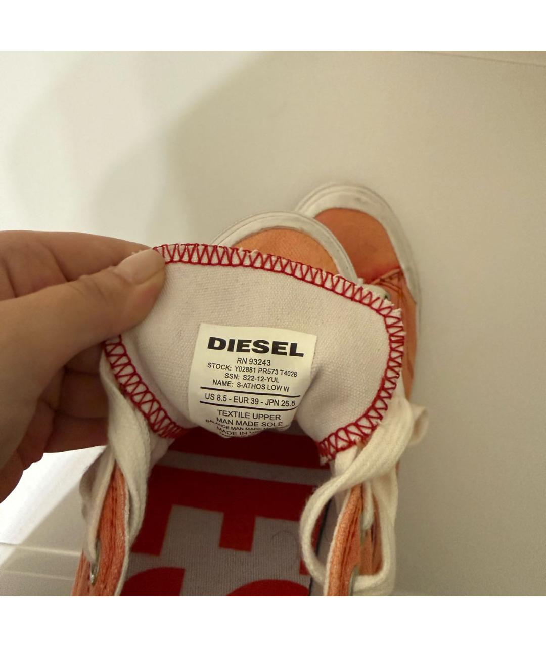 DIESEL Коралловые текстильные кеды, фото 5