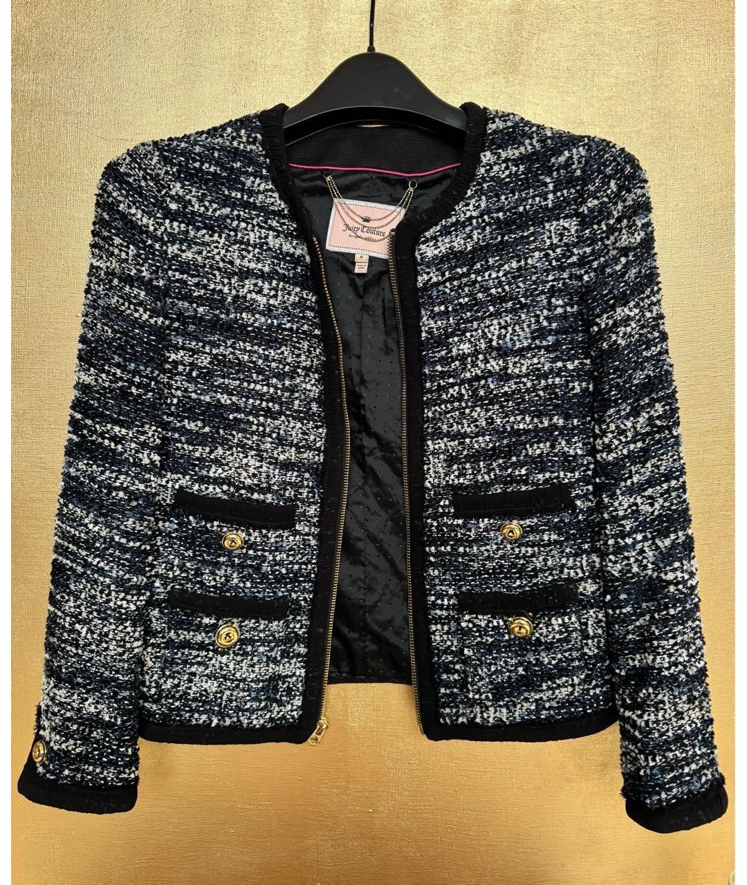 JUICY COUTURE Темно-синий полиэстеровый жакет/пиджак, фото 4