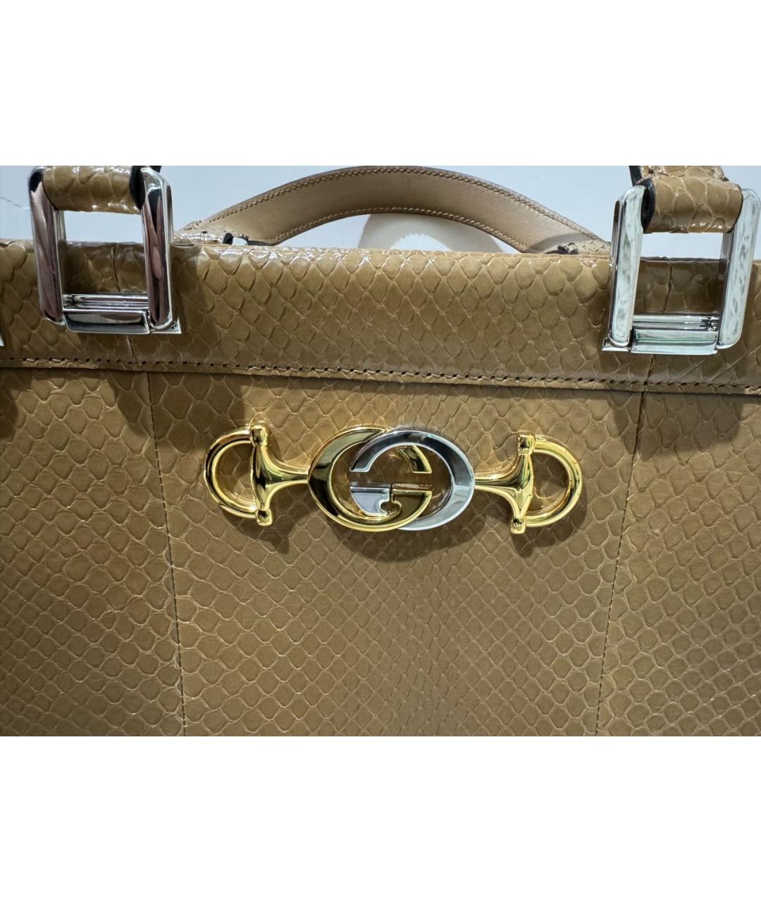GUCCI Коричневая сумка с короткими ручками из экзотической кожи, фото 6